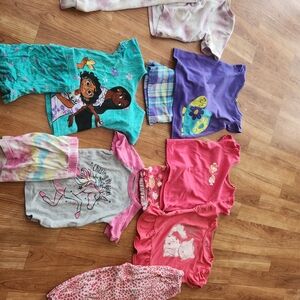 Girls Mixed Character & Graphic Tops Lot - Teal, Purple, Pink